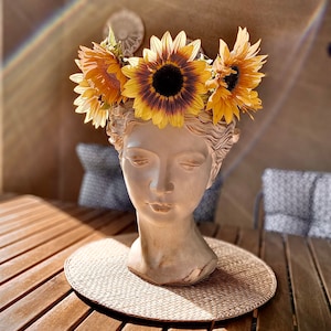 Greco-Roman Elegance: X-Large Greek Goddess Concrete Head Planter