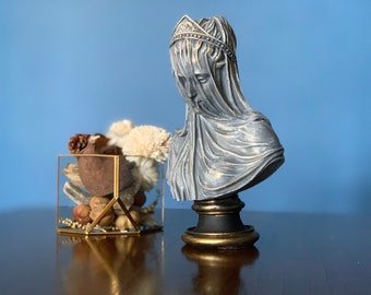 The Veiled Lady Statue, Large Virgin Lady Sculpture, Vintage Antique Bust Statue, Christian Figurines, Veiled Woman Statue, Veiled Virgin