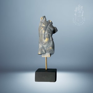 Handcrafted Roman Male Torso Sculpture: Polyresin Desk Decor