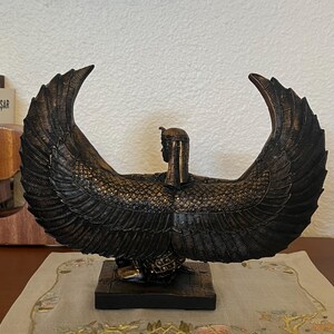Handmade Egyptian Goddess Isis Statue, Winged Altar Decor image 10
