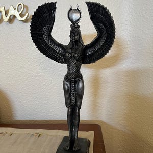 Handmade Egyptian Goddess Isis Statue, Winged Altar Decor image 6