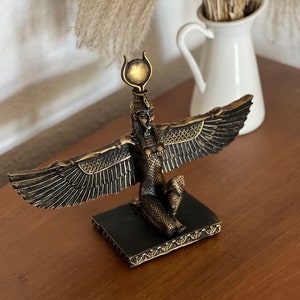Handmade Egyptian Goddess Isis Statue, Winged Altar Decor image 8
