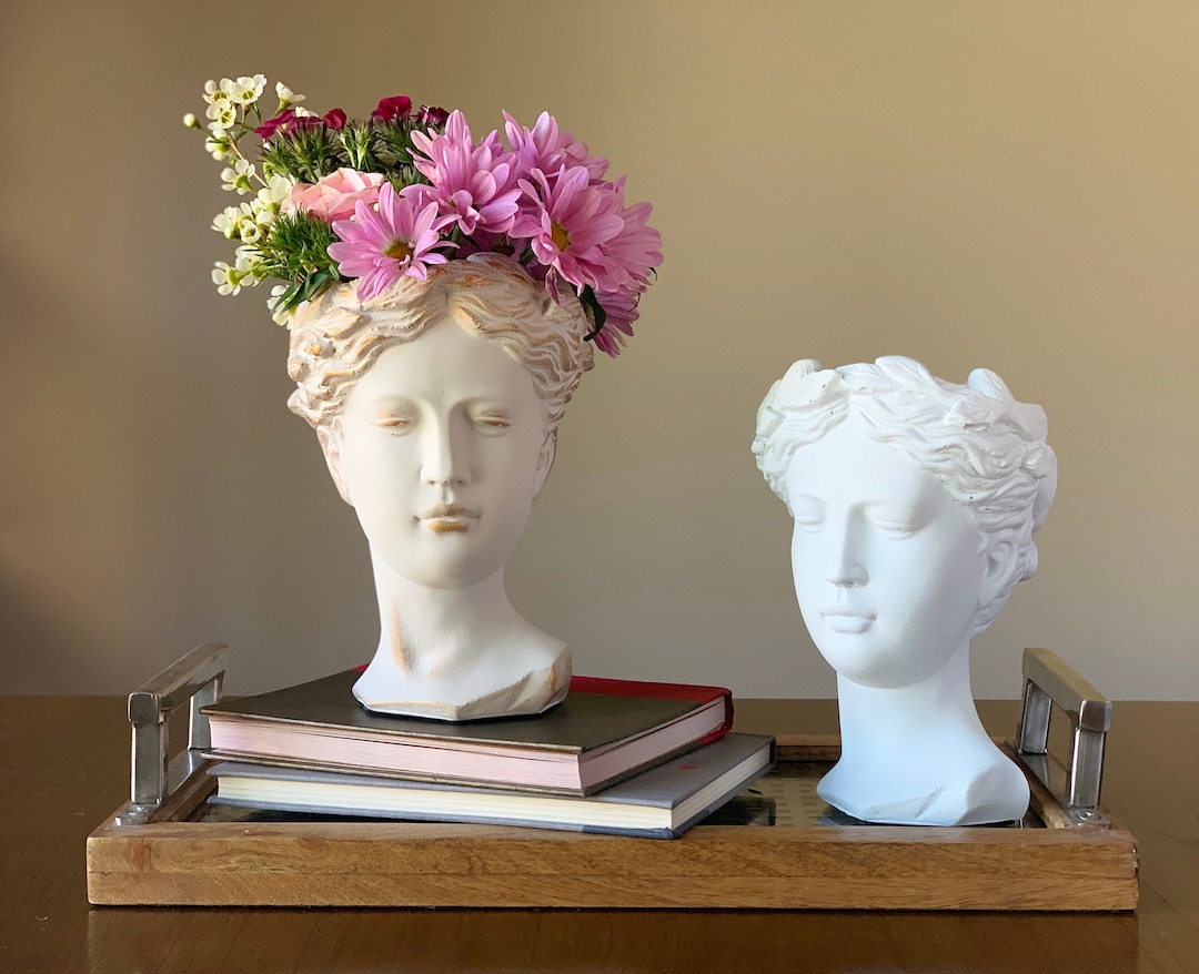 Venus Bust Statue Planter: Handmade Marble & Concrete Greek