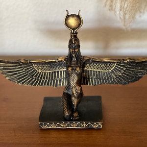 Handmade Egyptian Goddess Isis Statue, Winged Altar Decor image 7