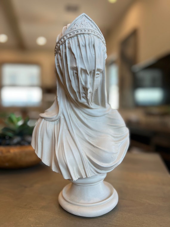 ヴェールをまとった聖母像 - ハンドメイド大理石パウダー樹脂彫刻 - 13