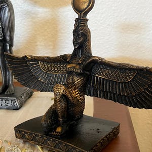 Handmade Egyptian Goddess Isis Statue, Winged Altar Decor image 11