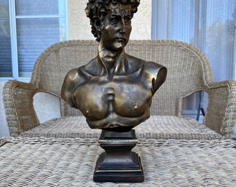 Bronze David Sculpture - Michelangelo Inspired - Marble Powder Art - 17 Inch Statue