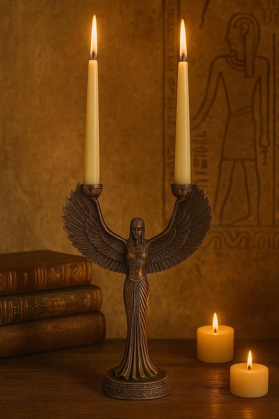 Ancient Egyptian Goddess Isis Candle Holder | Large