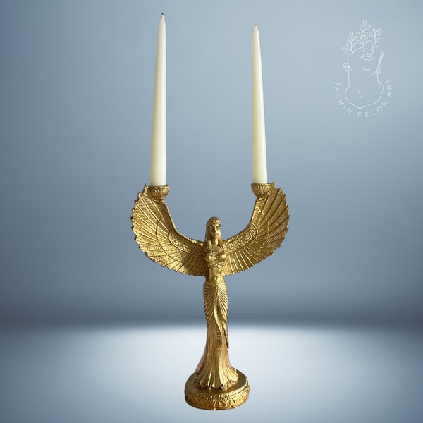 Ancient Egyptian Goddess Isis Large Candle Holder, Candlestick, Home, Office Decoration