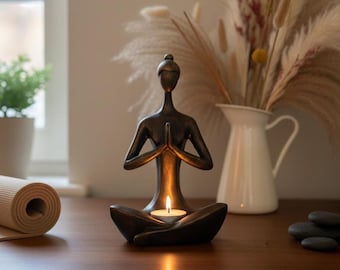 Yoga Candle Holder: Handmade Bohemian Meditation Decor