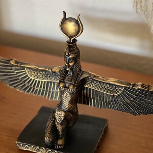 Handmade Egyptian Goddess Isis Statue, Winged Altar Decor image 4