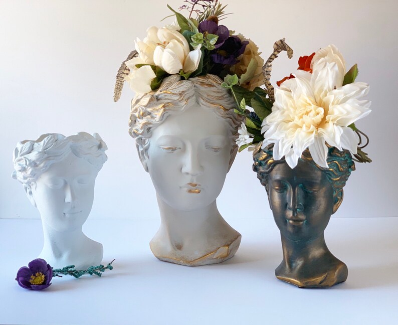 Greek Goddess Female Statue Head Concrete Flower Planter for Etsy