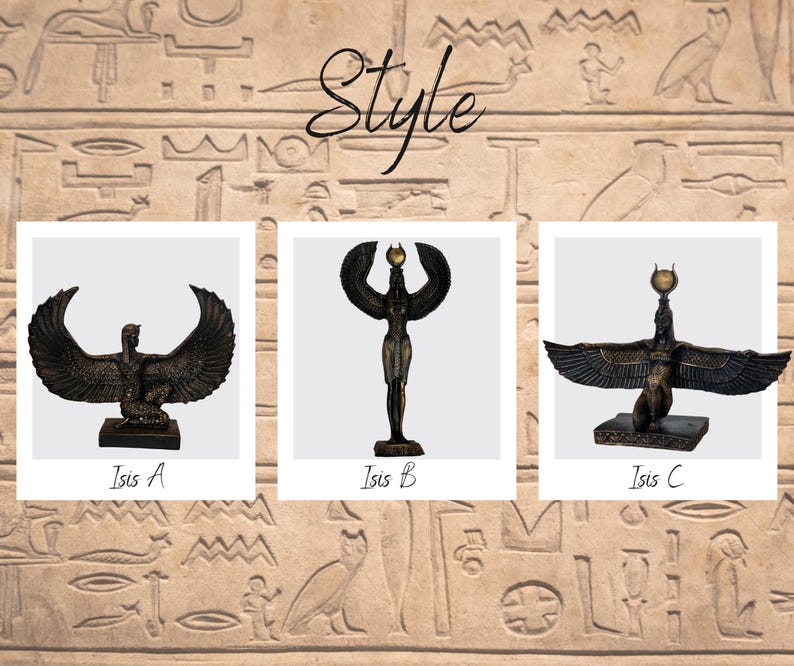 Handmade Egyptian Goddess Isis Statue, Winged Altar Decor image 14