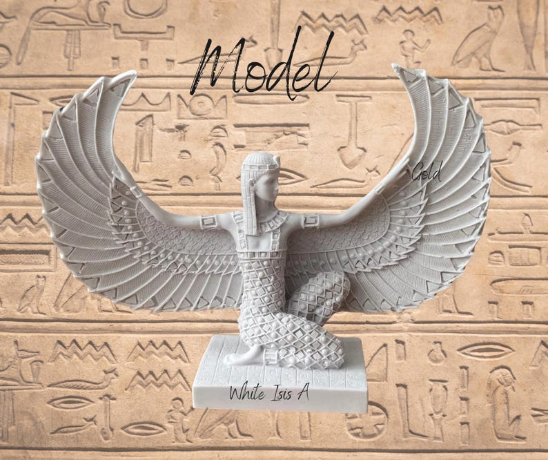 Handmade Egyptian Goddess Isis Statue, Winged Altar Decor image 15