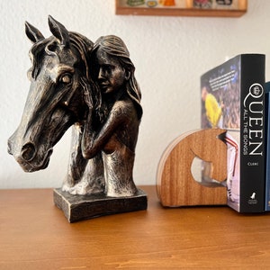 Handcrafted Horse and Woman Sculpture - Equestrian Decor Accent