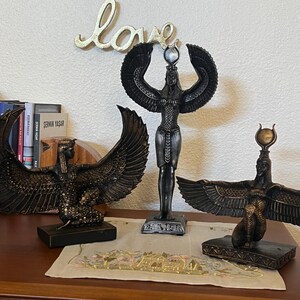 Handmade Egyptian Goddess Isis Statue, Winged Altar Decor image 2