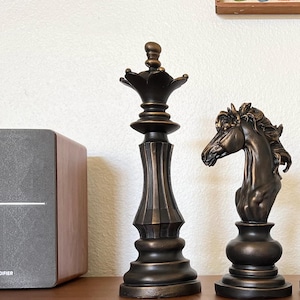 Exquisite Chess Statues| Set of 2| Knight, and Queen Sculptures