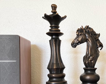 Exquisite Chess Statues| Set of 2| Knight, and Queen Sculptures