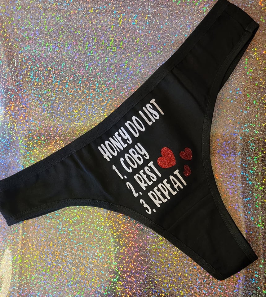 Honey Do List Personalized Couples Thong Brief Matching Set 