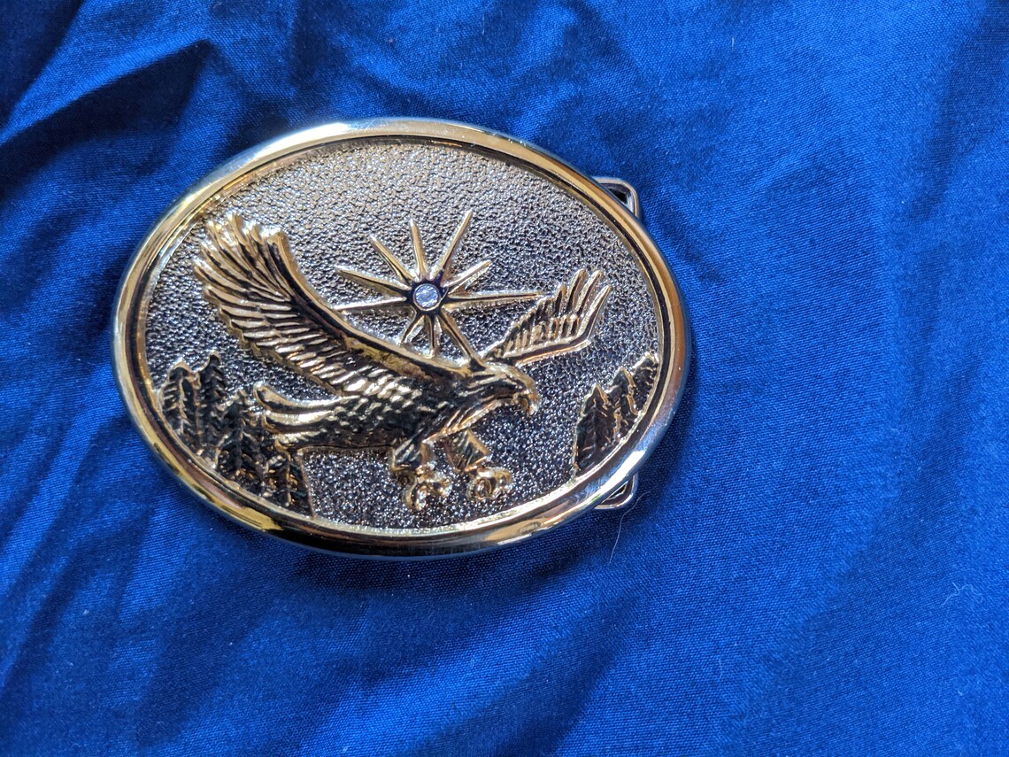 Eagle With Jeweled Star Brass Belt Buckle - Etsy