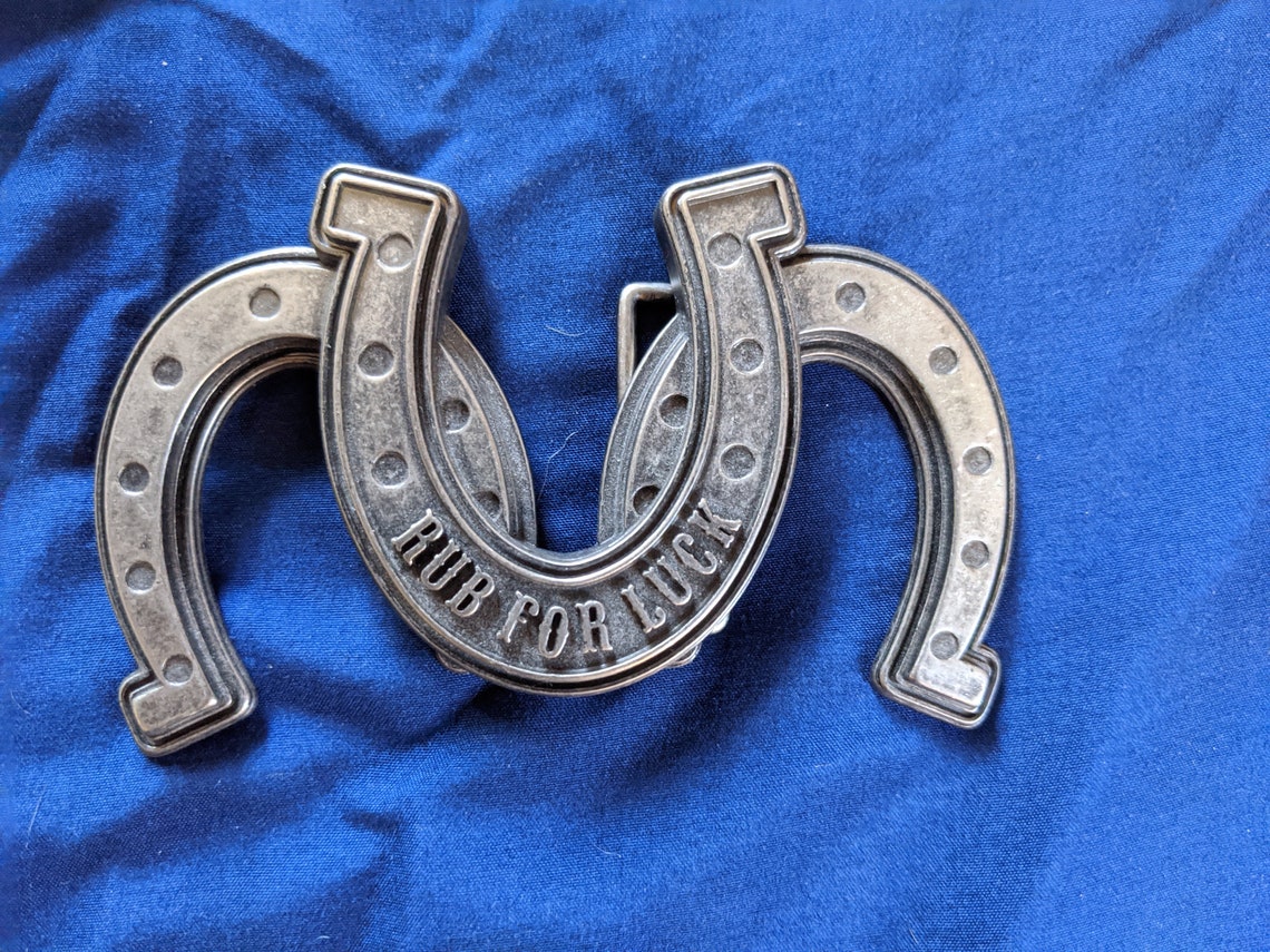 Silver Triple Horseshoes Belt Buckle Etsy