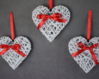 White paper wicker heart 16x16 cm (6,2x6,2 in)