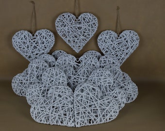 Paper wicker heart 9 in (23x23 cm), white