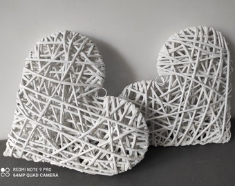 Paper wicker heart 11 13/16 in (30x30 cm), white