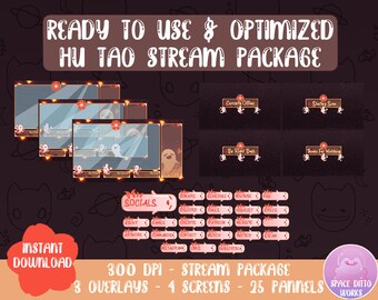 Twitch Hu Tao Süßes gruseliges Stream Paket - Streamer Grafik - Kawaii - Streamer - VTuber - Ästhetik - Pastell - Geist - Genshin Auswirkungen