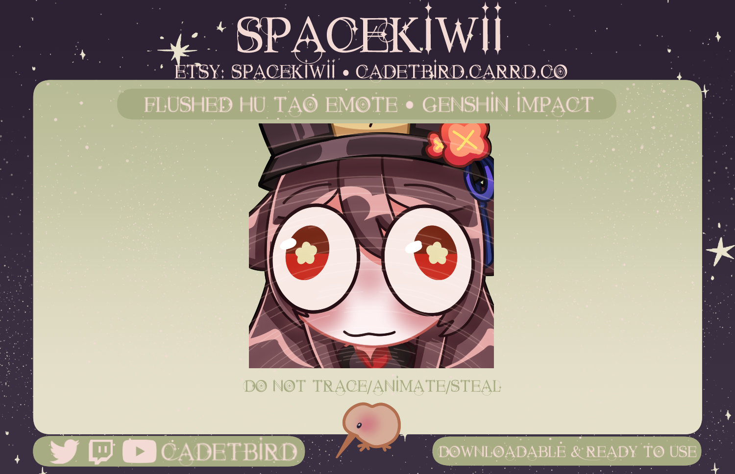 Twitch Flushed Hu Tao Stream Emote Streamer Graphics Etsy