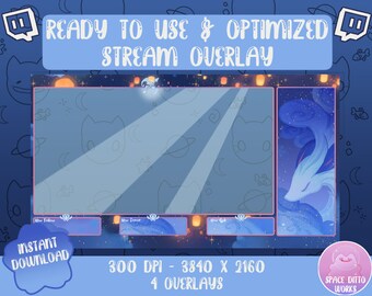 Twitch Ganyu Süßes Stream Overlay - Streamer Grafiken - Kawaii - Streamer - VTuber - Ästhetik - Pastell - Gelb - Rot - Genshin Auswirkungen -