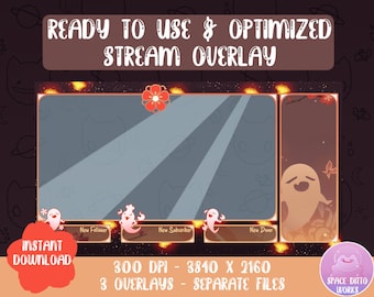 Twitch Hu Tao Niedliches Spooky Stream Overlay * SEPARATE DATEIEN * - Streamer Grafiken - Kawaii - Streamer - VTuber - Ästhetik - Genshin Auswirkungen
