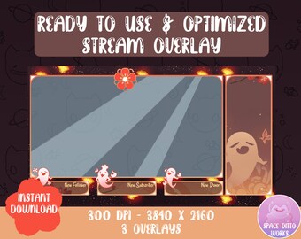 Twitch Hu Tao Niedliches Spooky Stream Overlay - Streamer Grafik - Kawaii - Streamer - VTuber - Ästhetik - Pastell - Geist - Genshin Auswirkungen