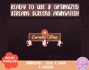 Twitch Hu Tao Niedliche Gruselige Stream Bildschirme Animiert - Streamer Grafik - Kawaii - VTuber - Ästhetik - Pastell - Geist - Genshin Auswirkungen