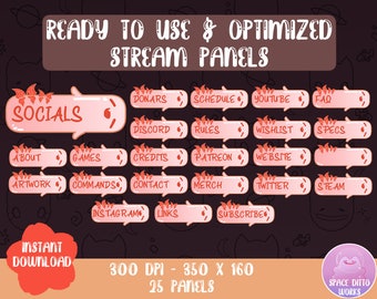 25x Hu Tao niedliche gruselige Stream Panels - Streamer Grafiken - Kawaii - Streamer - VTuber - Ästhetik - Pastell - Geist - Genshin Auswirkungen