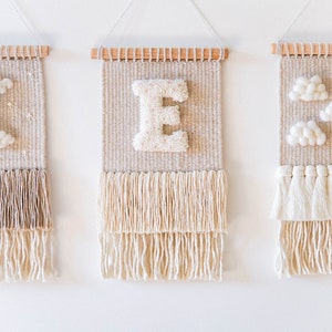 Personalised Initial Woven Wall Hanging, Custom Letter Nursery Decor, Weaving Wall Tapestry, Fiber Art