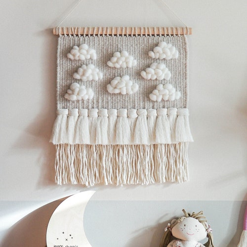 Woven Cloud Wall Hanging Pastel Colors Decor for Nursery Etsy