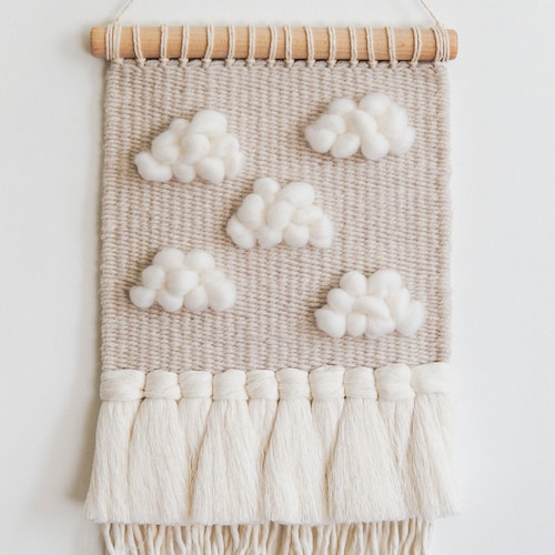 Woven Cloud Wall Hanging Pastel Colors Decor for Nursery Etsy