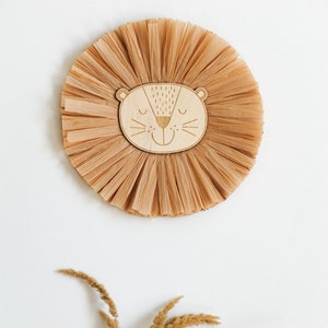 Lion Face Raffia Wall Hanging, Safari Jungle Nursery,  Lion Head Boho Nursery Decor