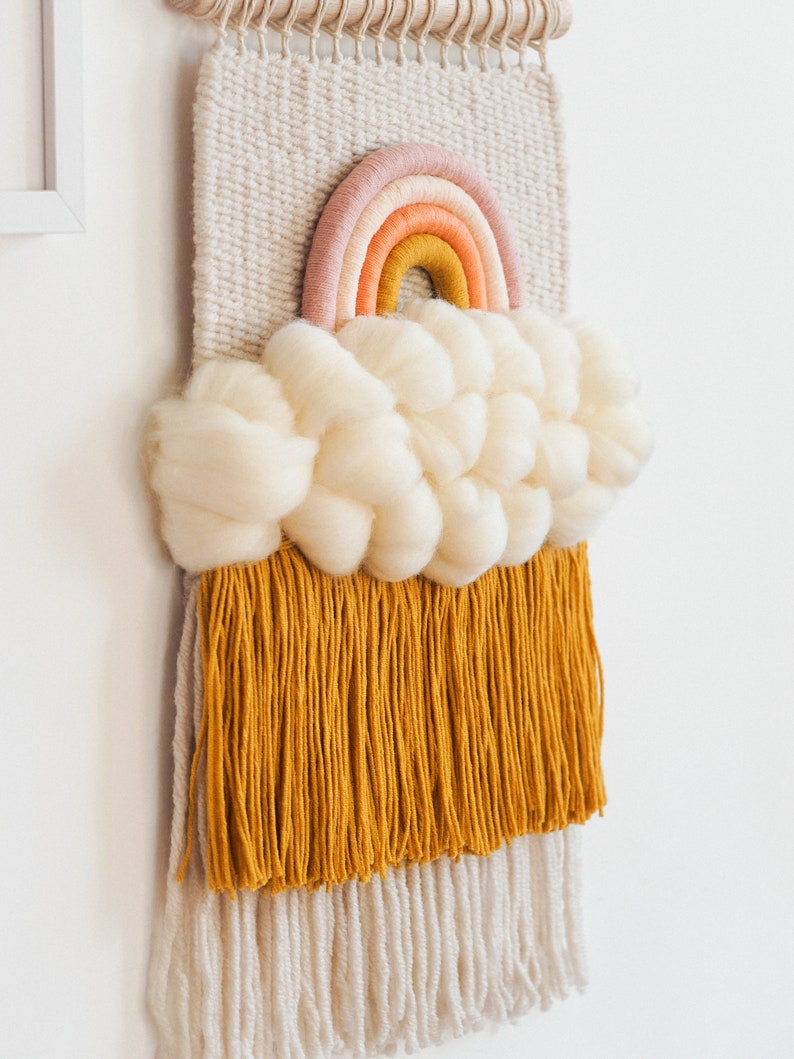 Rainbow Woven Wall Hanging Cloud Decor for Nursery Weaving Etsy