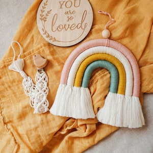 Neutral Medium Macrame Rainbow Wall Hanging, Fiber Rainbow, Baby Nursery Wall Decor, New Baby Gift