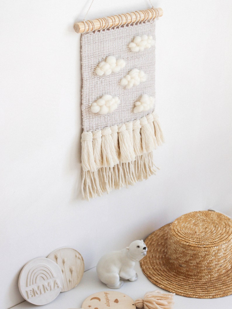 Clouds Woven Wall Hanging Cloud Decor for Nursery Weaving Etsy