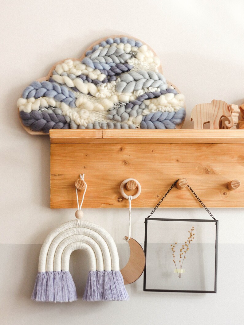 Woven Cloud Wall Hanging Pastel Colors Decor for Nursery Etsy