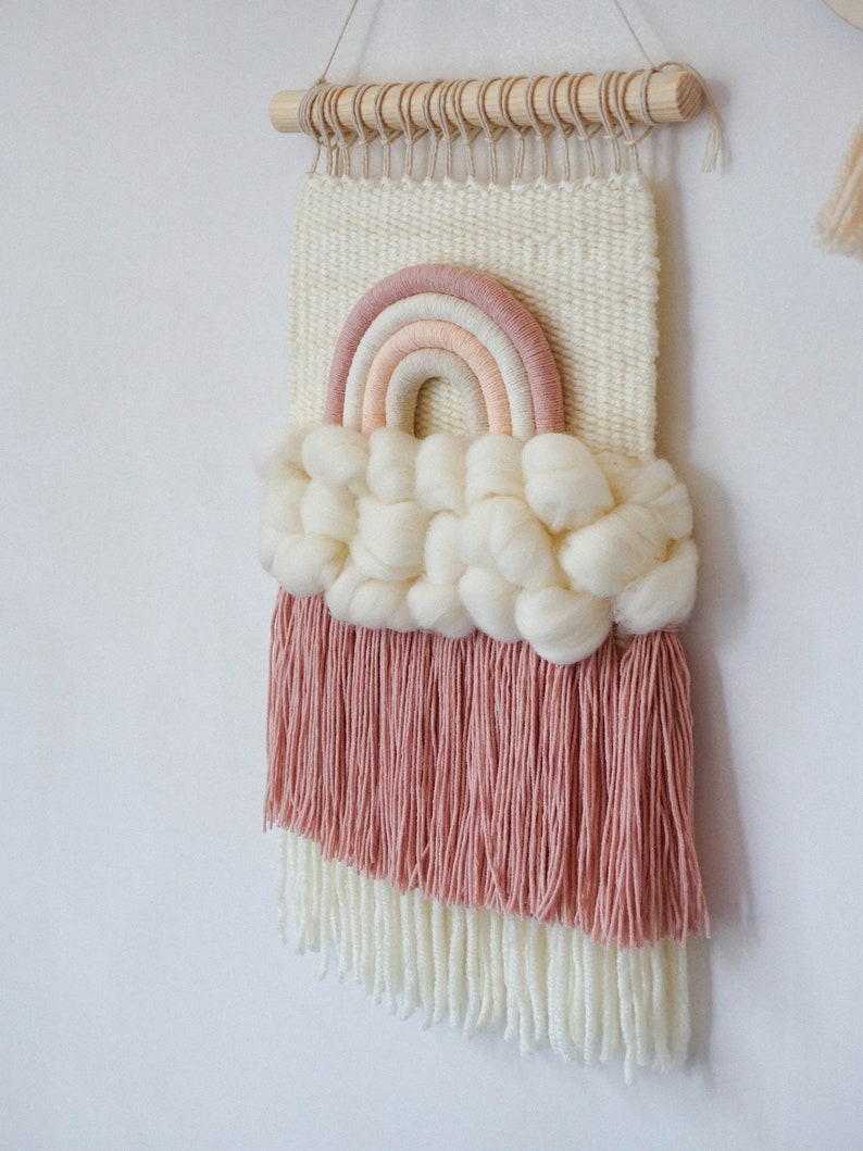 Rainbow Woven Wall Hanging Cloud Decor for Nursery Weaving Etsy