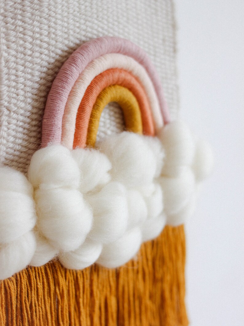 Rainbow Woven Wall Hanging Cloud Decor for Nursery Weaving Etsy