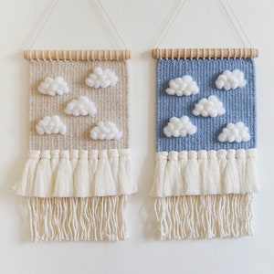 Clouds Woven Wall Hanging, Cloud Decor for Nursery, Weaving Wall Tapestry, Fiber Art image 5