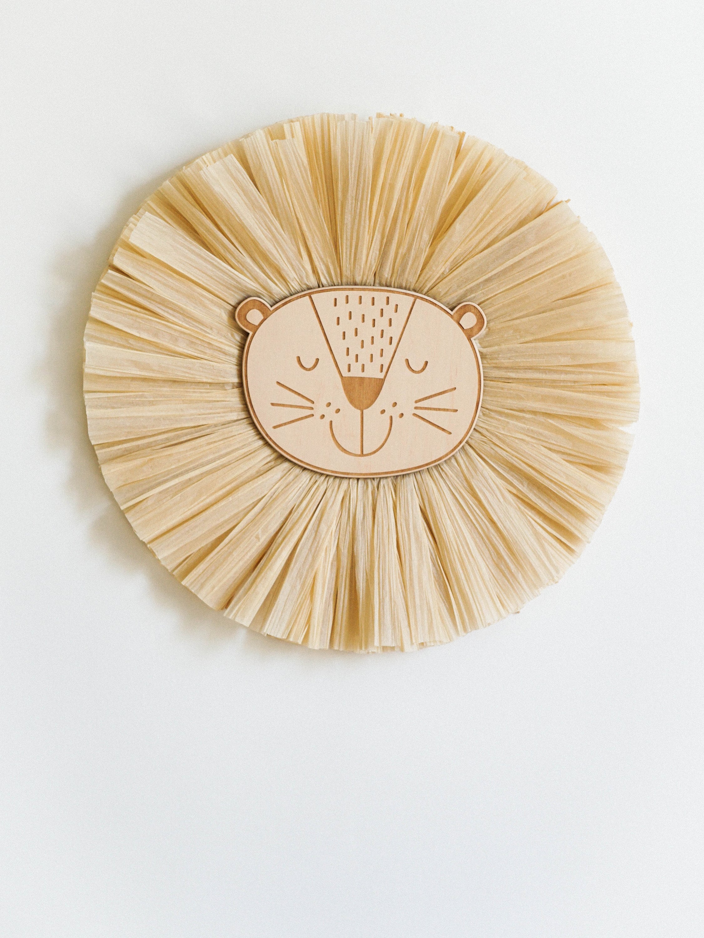 Lion Face Raffia Wall Hanging, Safari Jungle Nursery,  Lion Head Boho…