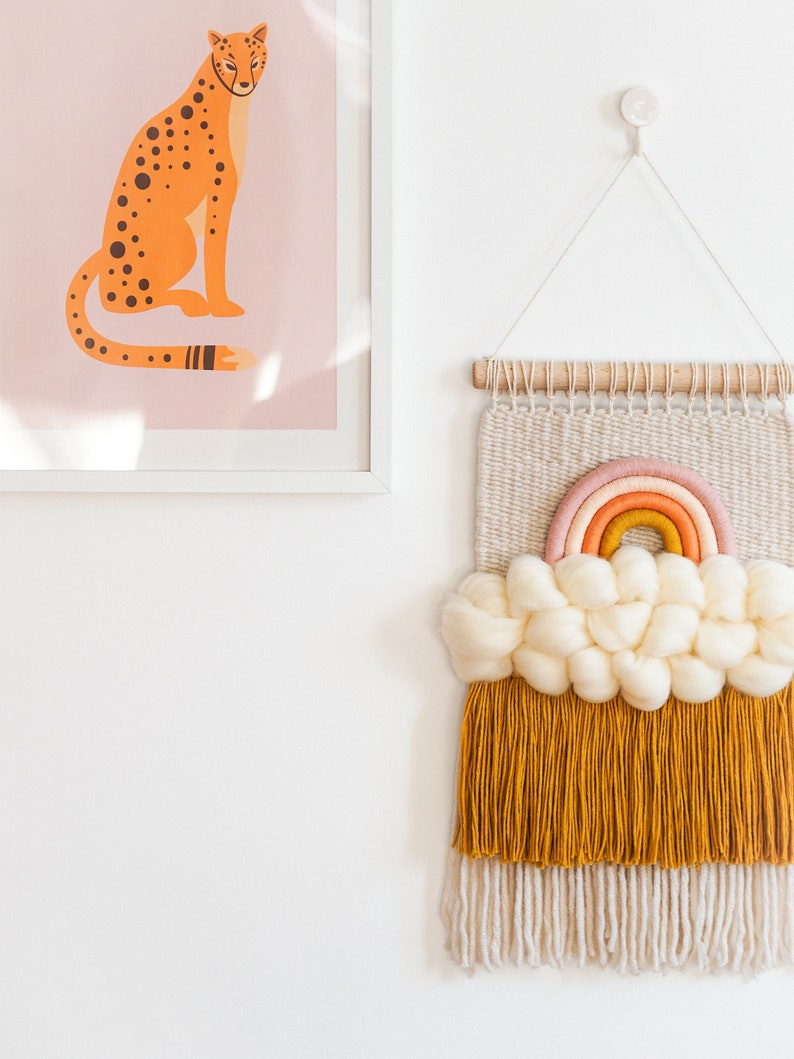 Rainbow Woven Wall Hanging Cloud Decor for Nursery Weaving Etsy