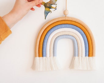 Scandinavian Macrame Rainbow Wall Hanging, Fiber Rainbow, Nursery wall decor, Rainbow Baby Gift