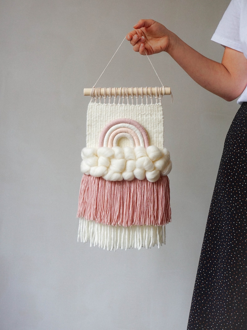 Rainbow Woven Wall Hanging Cloud Decor for Nursery Weaving Etsy
